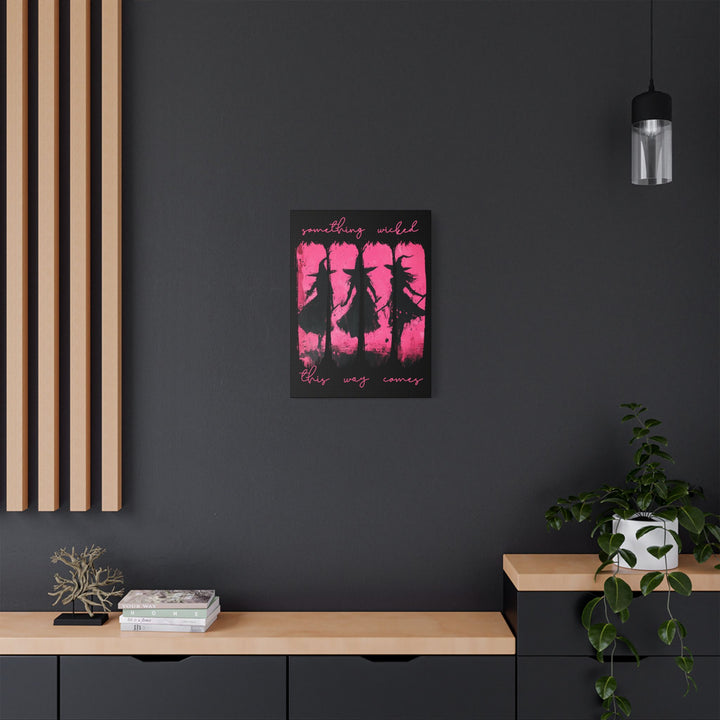 “Something Wicked” Witch Silhouette Canvas – Chaos in Hot Pink