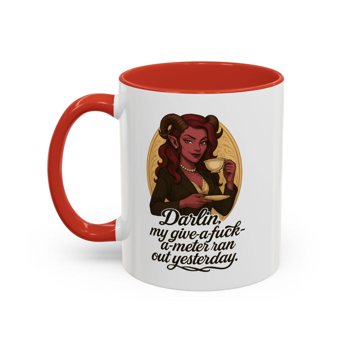 "Give-a-Fuck-o-Meter" Sass Mug – Out of Fucks, Full of Coffee