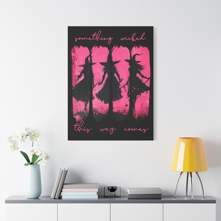 “Something Wicked” Witch Silhouette Canvas – Chaos in Hot Pink