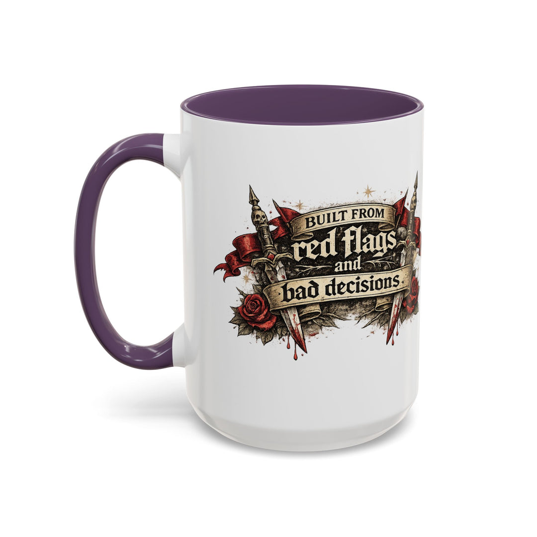 “Built From Red Flags & Bad Decisions” Accent Mug – Chaos Survivor Edition