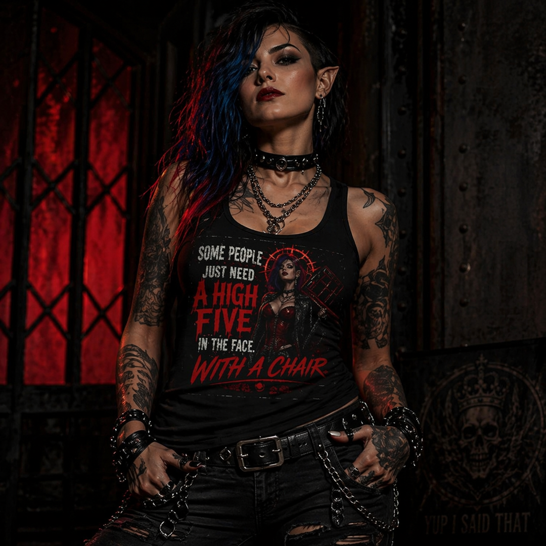 “High Five to the Face” – Chaos Energy Edition Racerback Tank